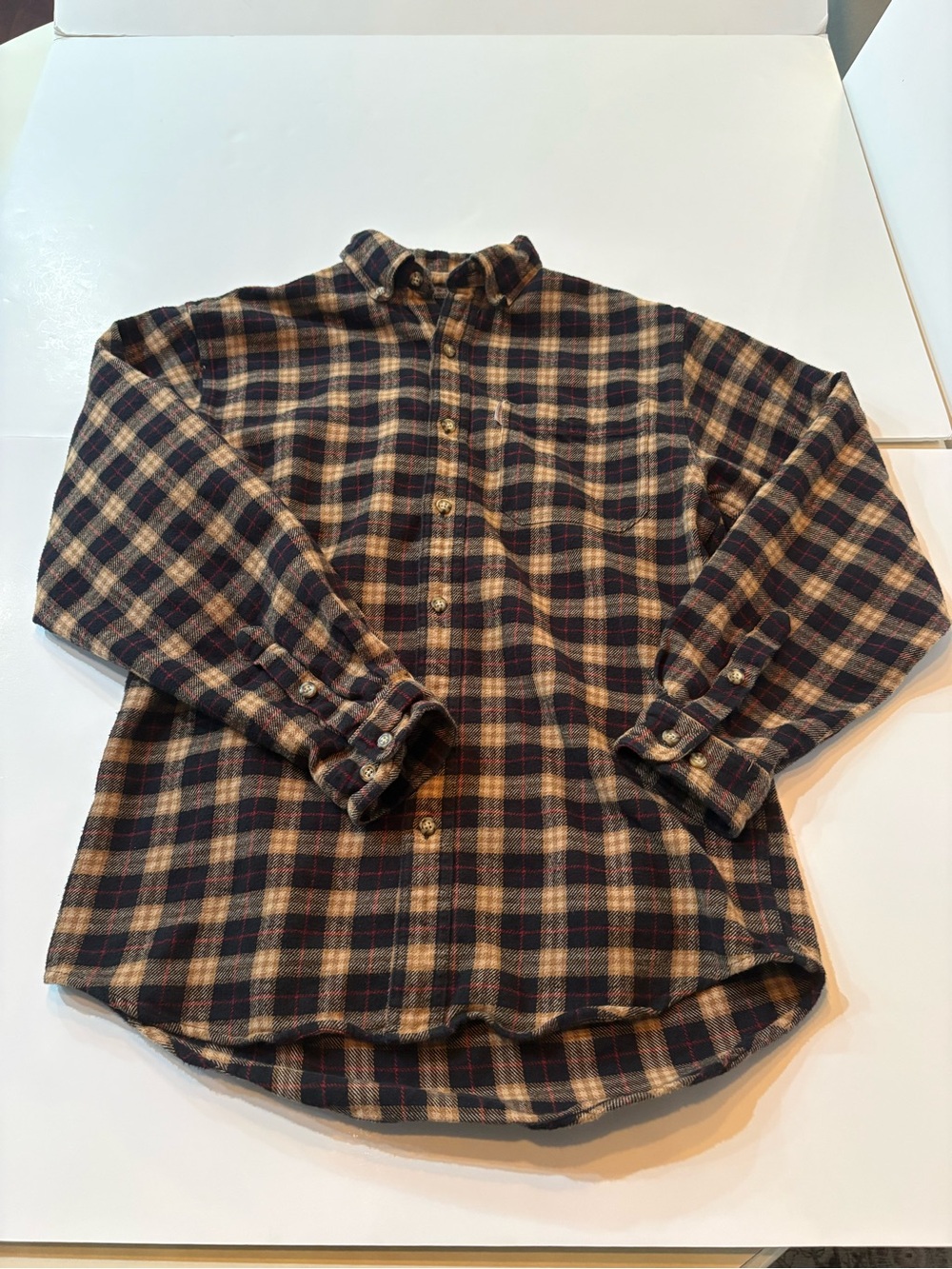 Carhartt  women’s Plaid Flannel Shirt - Brown/Navy, 100% cotton